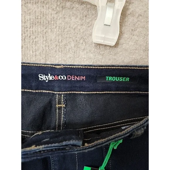 Style & Co Mid Rise Trouser Jeans Womens 8 Blue Dark Wash Stretch NEW - Picture 9 of 11